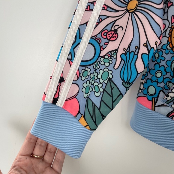 Adidas Girls Youth Floral Peace Sunshine & Flowers Track Jacket Size S (7/8) - Picture 6 of 12